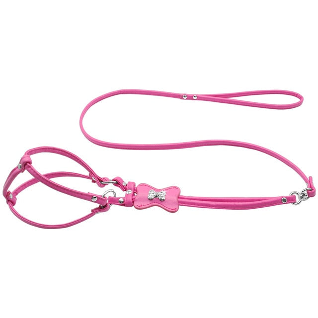 Dog Harness PU Leather Pet and Leash